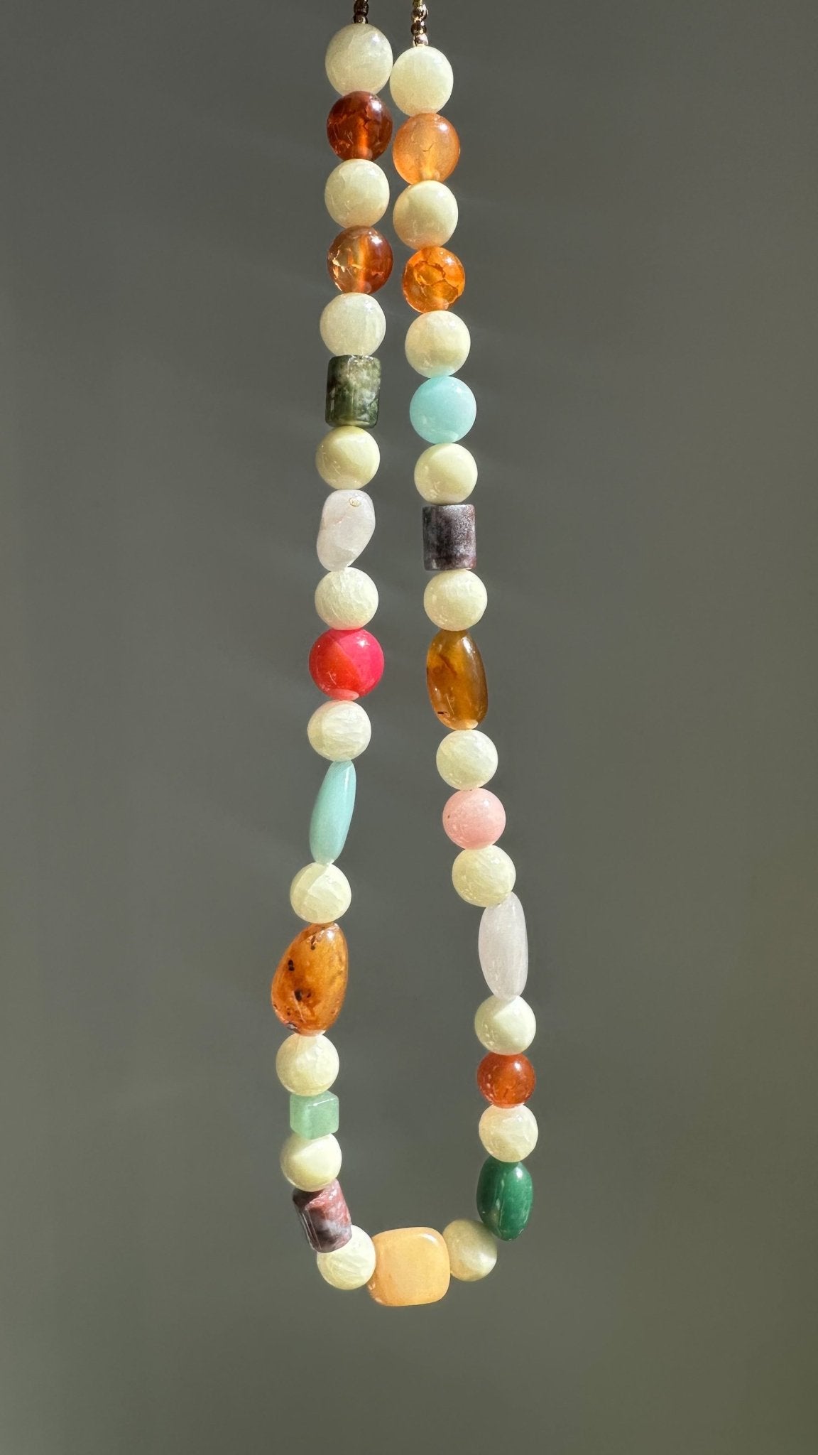 Beaded Gemstone Necklace No.16 | Radically Bent Designs | Sustainable Jewelry