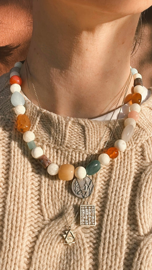 Beaded Gemstone Necklace No.16 | Radically Bent Designs | Sustainable Jewelry