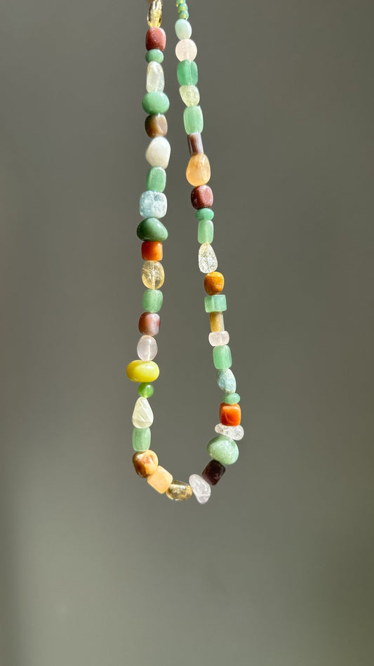 Beaded Gemstone Necklace No.20 | Radically Bent Designs | Sustainable Jewelry