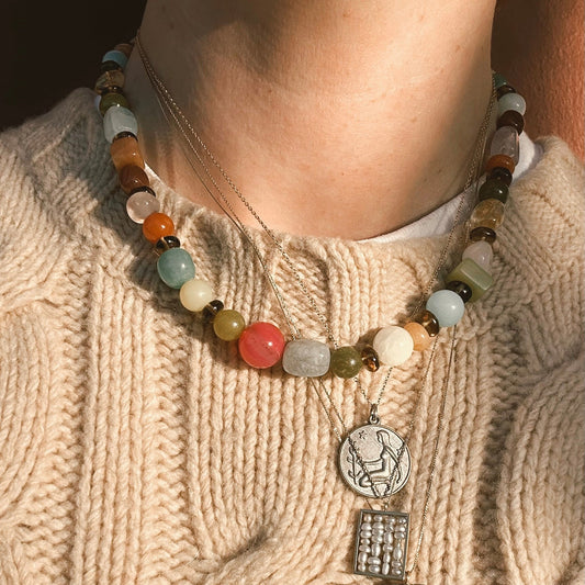 Beaded Gemstone Necklace No.25 | Radically Bent Designs | Sustainable Jewelry