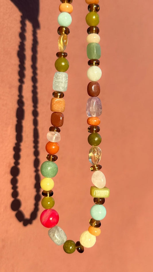 Beaded Gemstone Necklace No.25 | Radically Bent Designs | Sustainable Jewelry