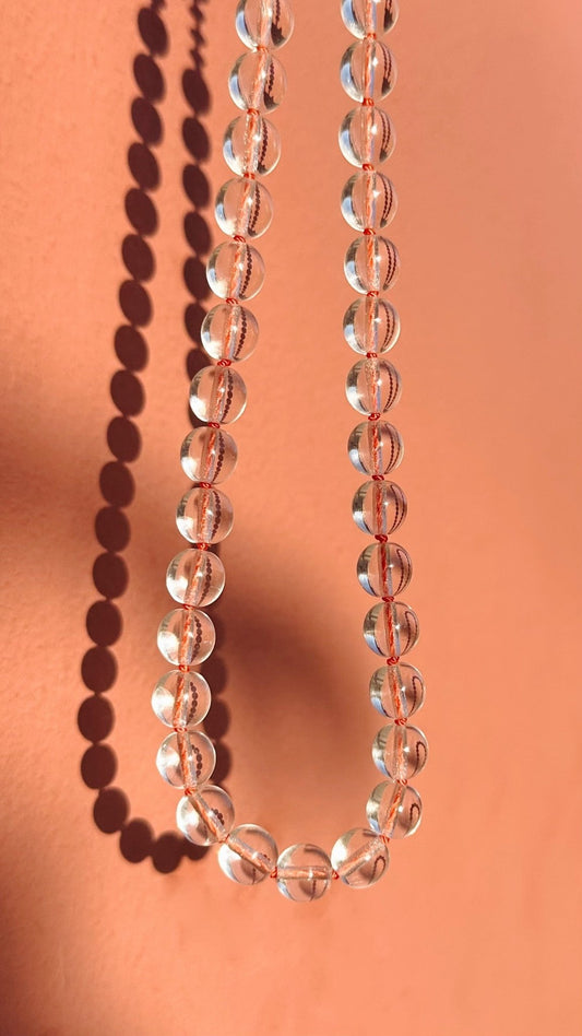 Hand - Knotted Clear Glass Bead Necklace | Radically Bent Designs | Sustainable Jewelry