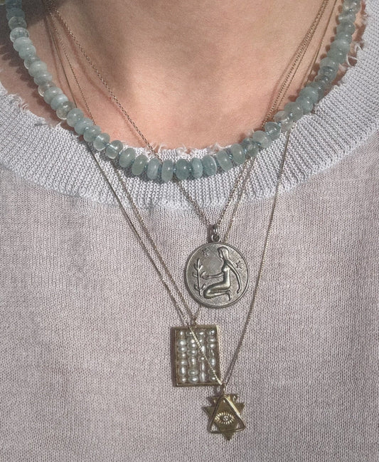 Hand - Knotted Gemstone Necklace No.13 - Aquamarine | Radically Bent Designs | Sustainable Jewelry